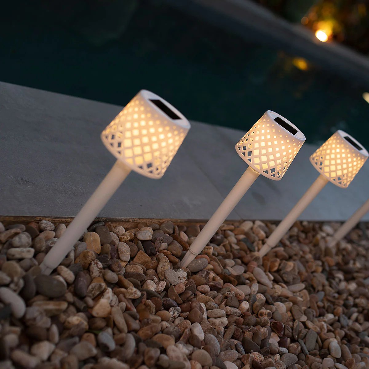 GRETITA pique solaire de jardin (4 pcs) - Couleur Blanc - Image 2