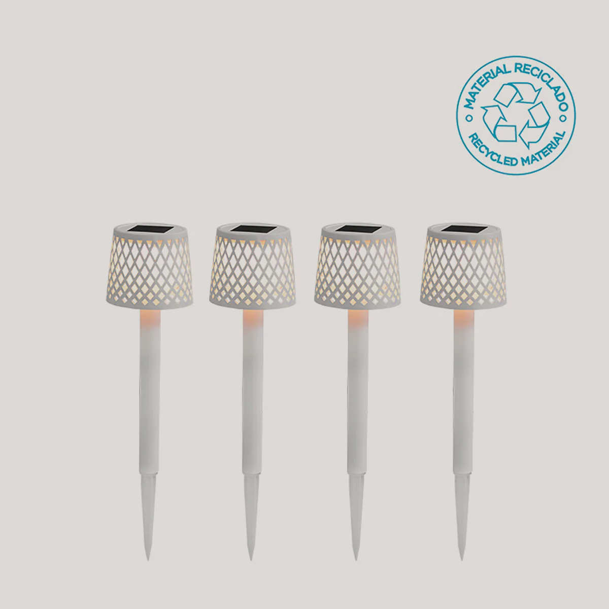 GRETITA pique solaire de jardin (4 pcs) - Couleur Blanc - Image 5