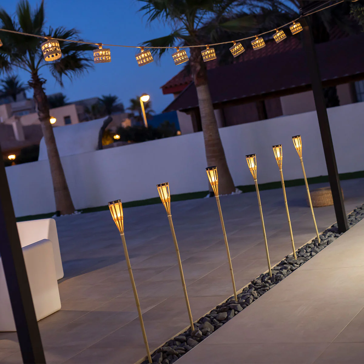 HIAMA pique de jardin solaire avec lumière à effet flamme(24 pièces) - Image 3