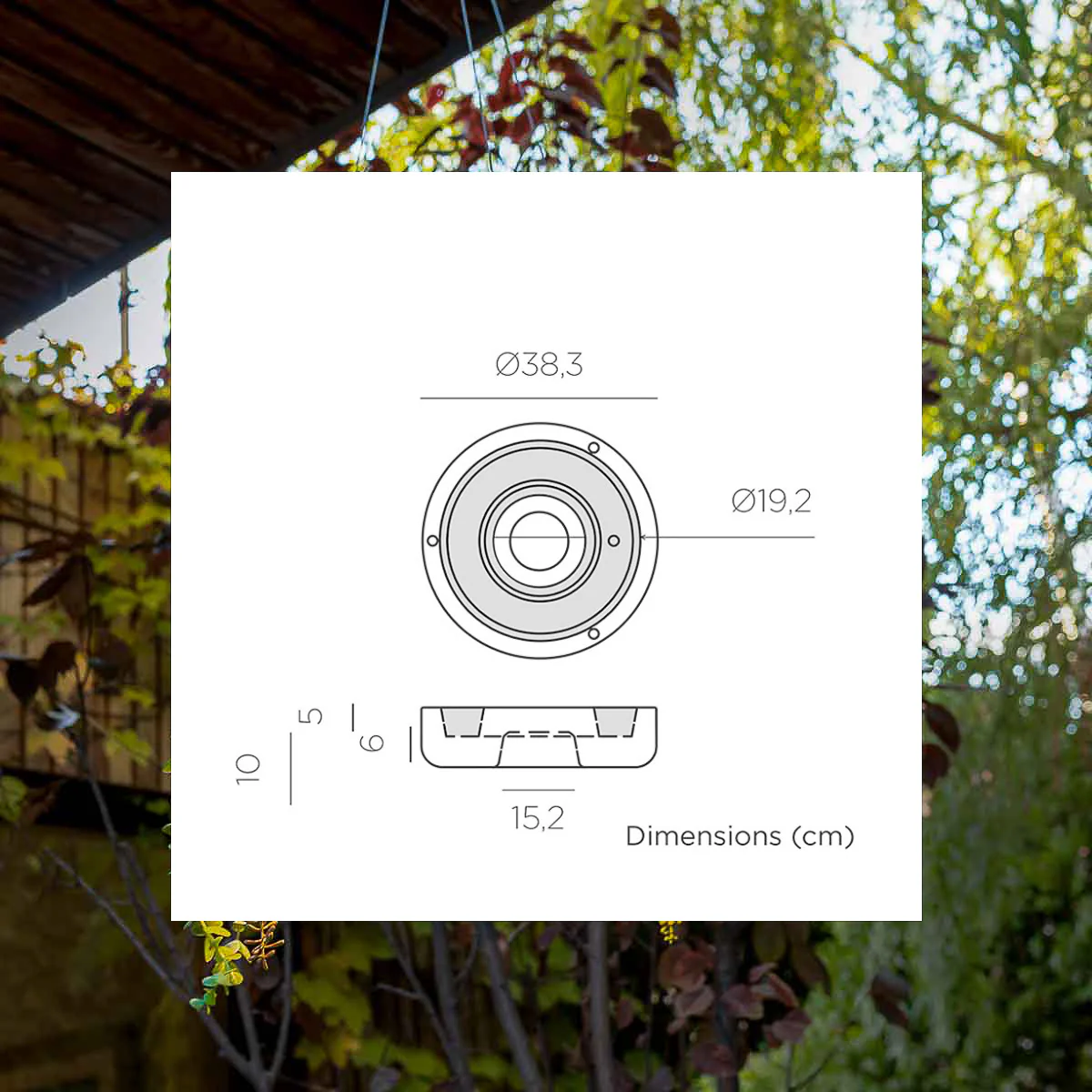 Jardinière ronde suspendue avec éclairage sans fil ELBA 39 - Image 7