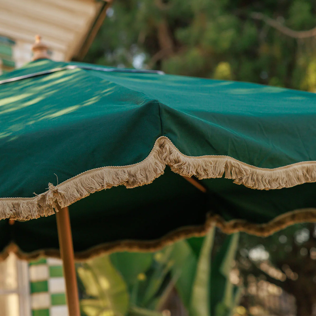 Parasol vintage vert à franges TULUM ø 230 cm - Image 4